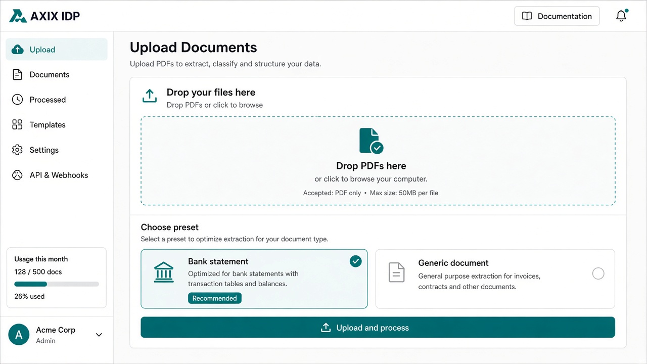 AXIX IDP — AXIX IDP document workspace