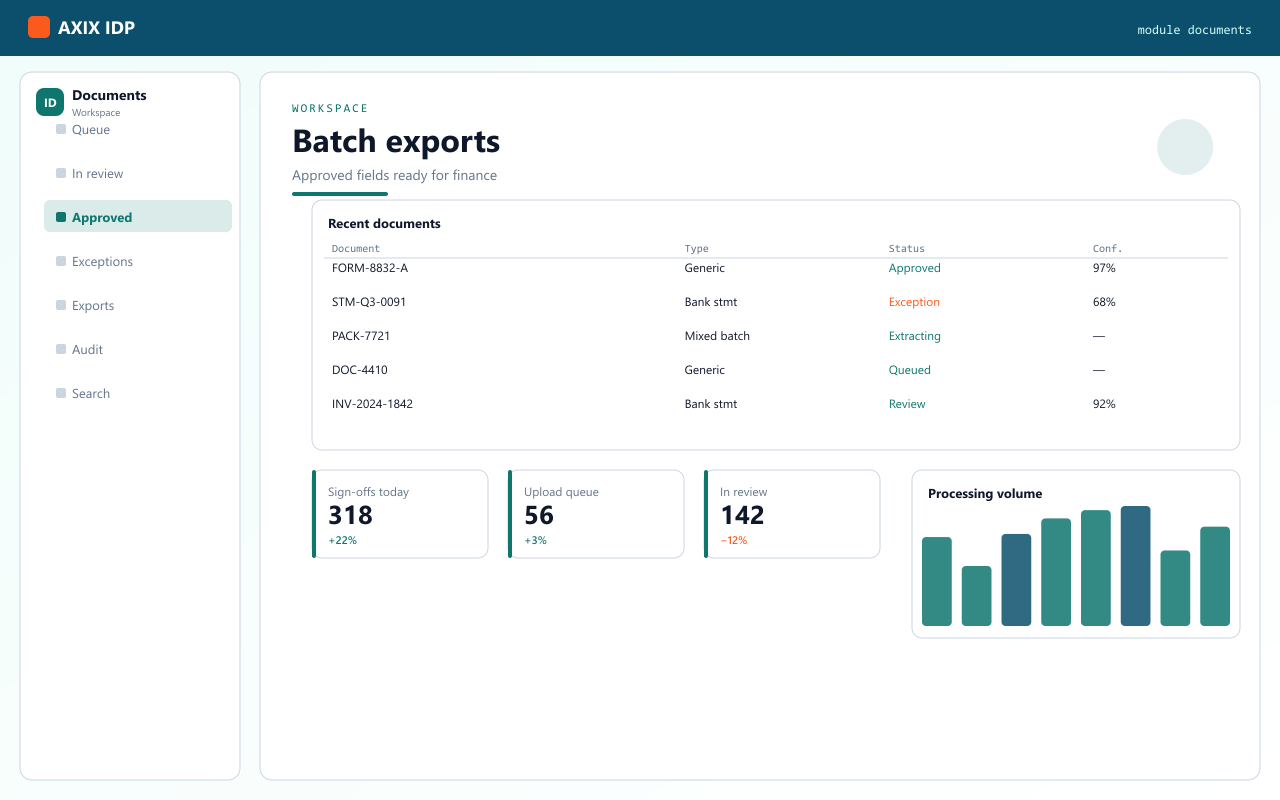 Documents — AXIX IDP document workspace